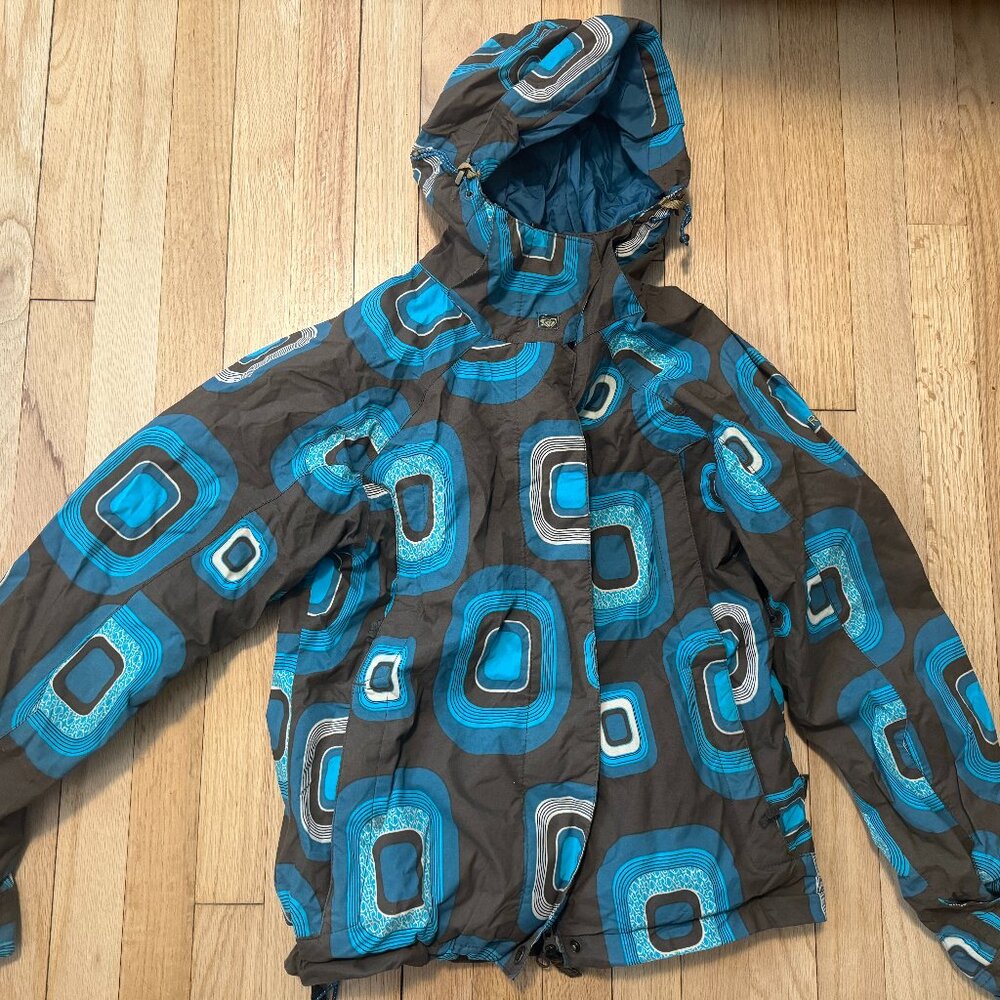 Roxy Women's XS Skiing Snowboarding Jacket Brown Turquoise